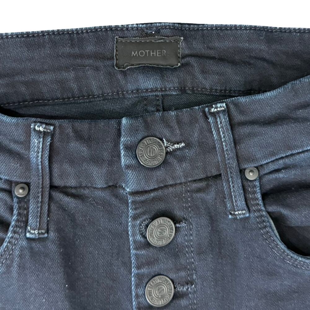 Mother Pixie Ankle Fray Holding Hands Dark Wash Button Fly Skinny Jeans size 24 - Picture 14 of 14